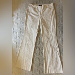 New York & Company Women’s Cream Stripe Wide-Leg Pants Size 8 Tall